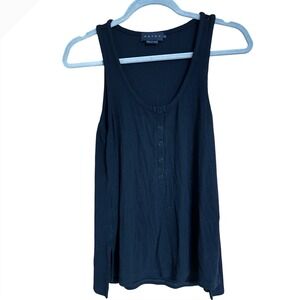 HATCH Maternity Henley Tank Top Black Ribbed Knit Sleeveless Size 0